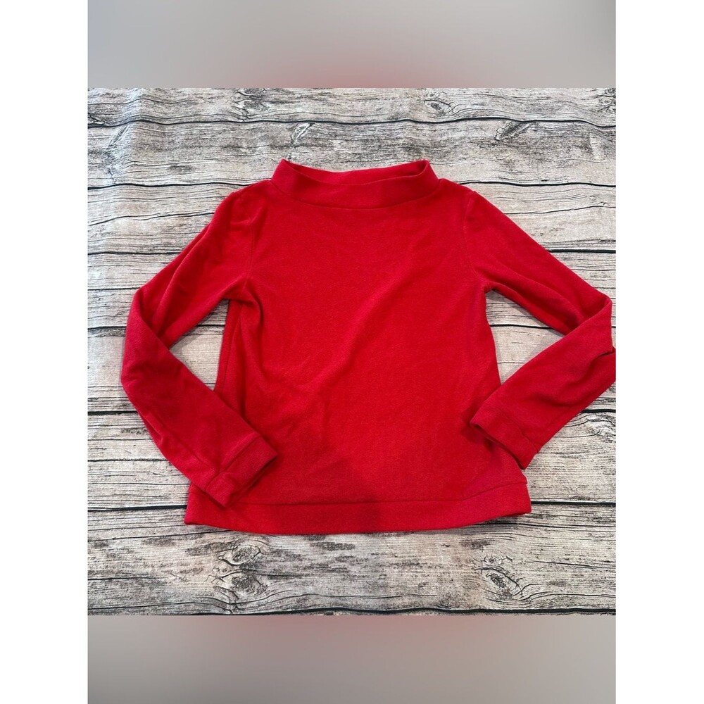Dudley Stephens Vibrant Red Terry Cloth Mock Neck Top Size XS